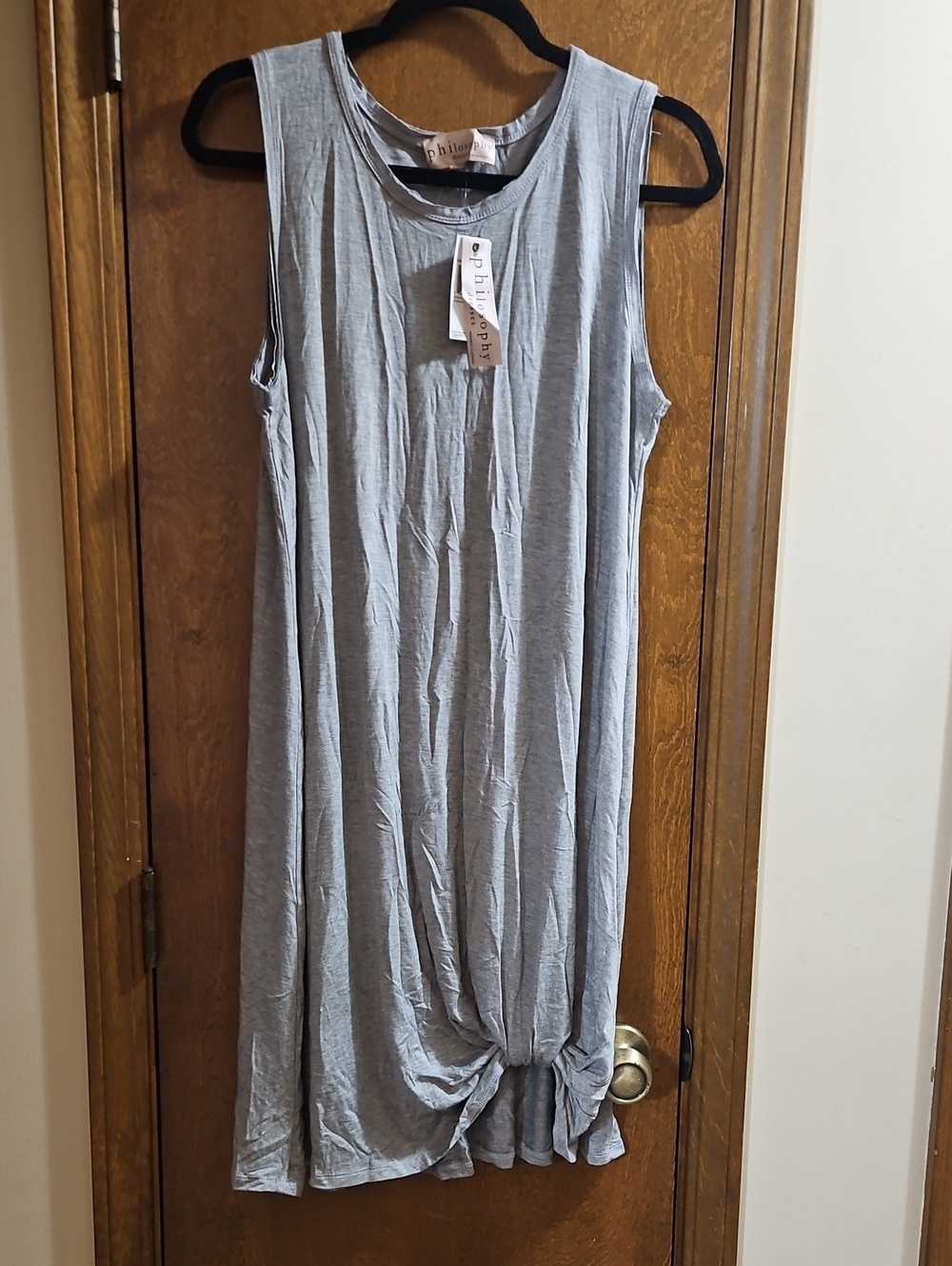 Philosophy Light Gray Sleeveless Knot-Hem Tank